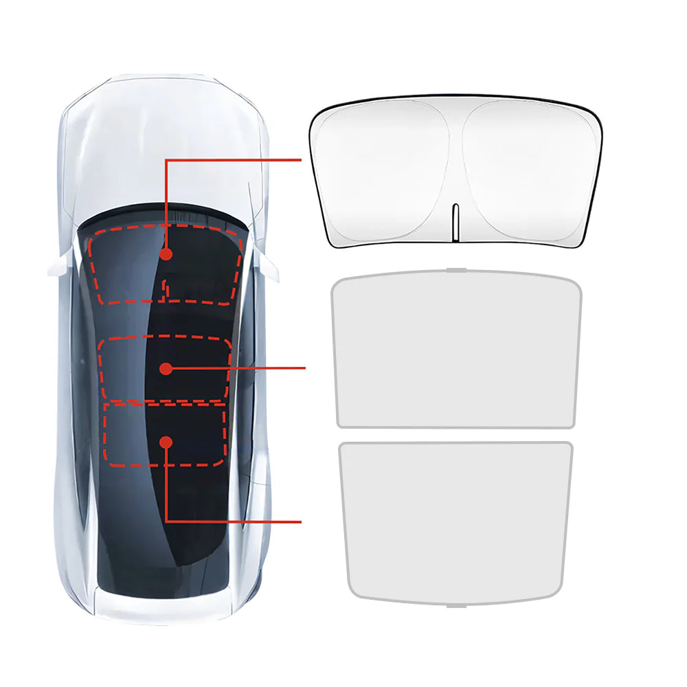 Cloudmall Tesla Non-Sag Glass Roof Sunshade Set installation guide